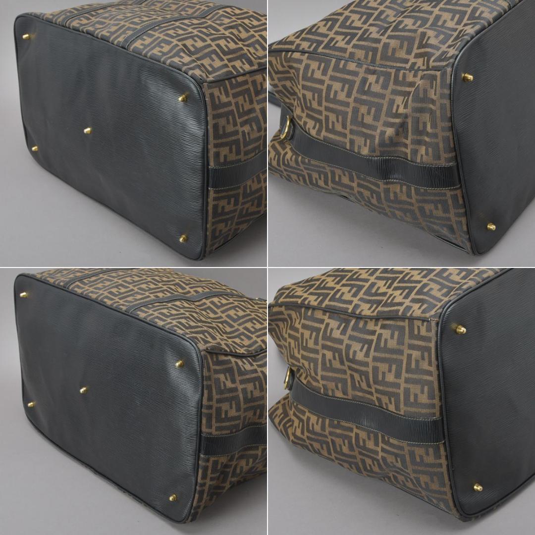 美品◇フェンディ ズッカ ボストンバッグ 2WAYショルダー 鍵付 ジャガード茶