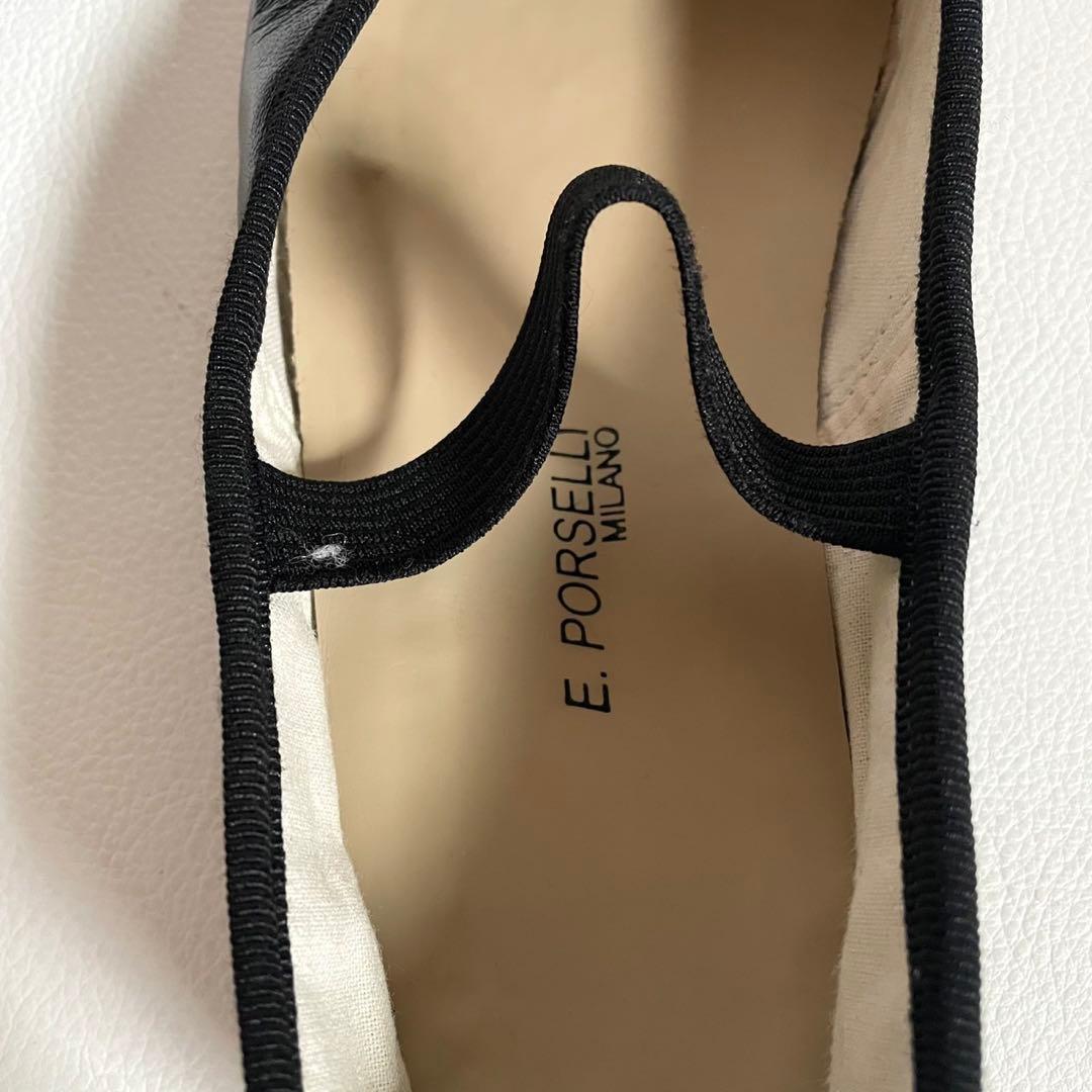 裏貼り済＊ポルセリ バレエシューズ ブラックストラップ 37