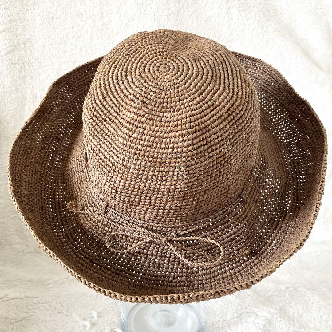 ヘレンカミンスキー ラフィア ローラブル パッカブルハット グレーブラウン