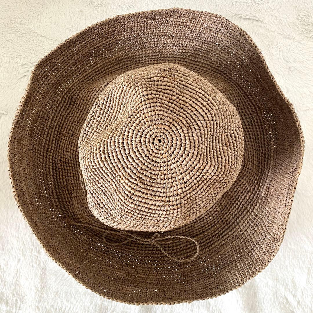 ヘレンカミンスキー ラフィア ローラブル パッカブルハット グレーブラウン