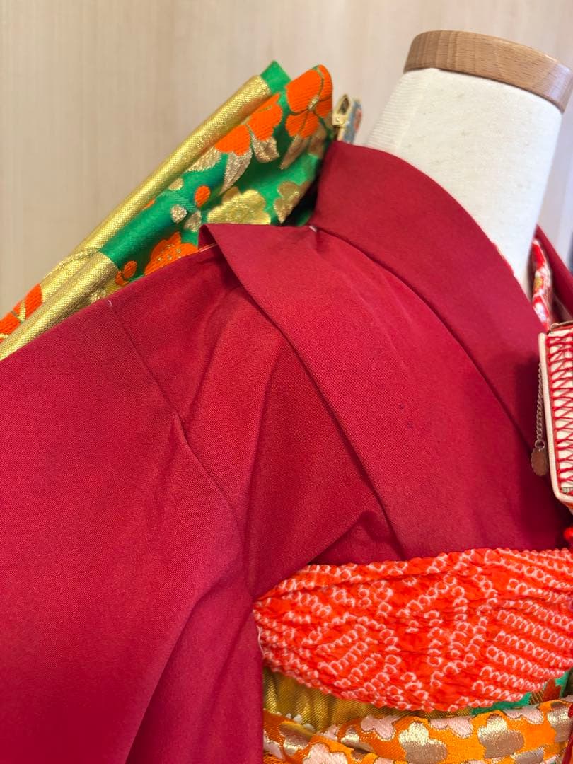 七五三 7歳 祝い着 臙脂 フルセット M2505052