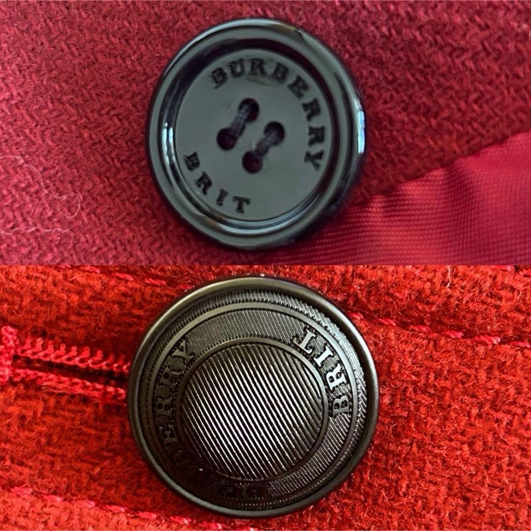 バーバリーブリット カシミヤ混 ピーコート ナポレオンコート 襟ボア プリーツ