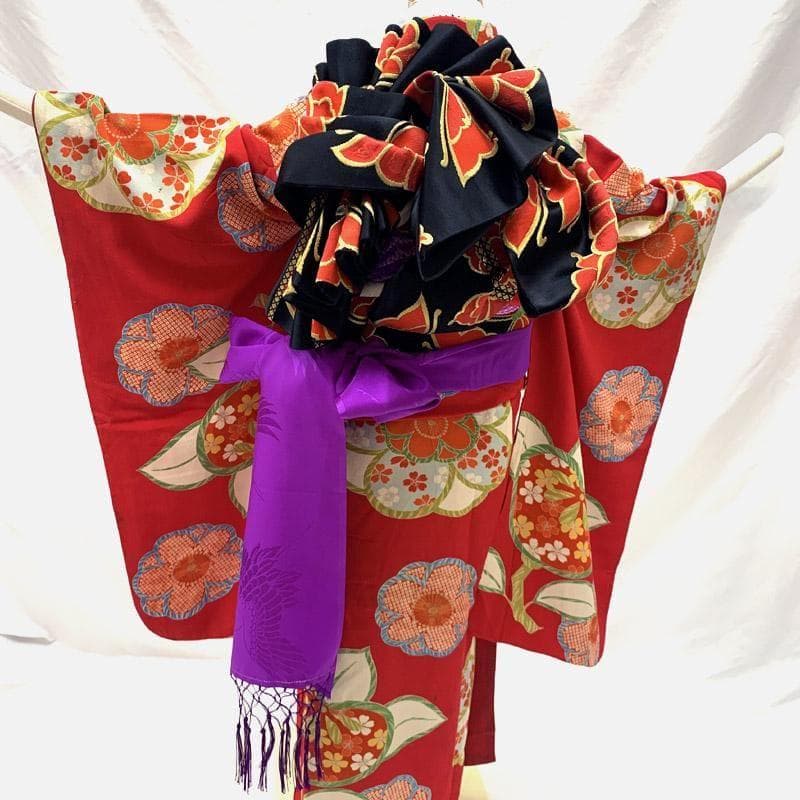 411ag23■七五三 七歳 十歳 アンティーク着物&袋帯 橘■状態良好u