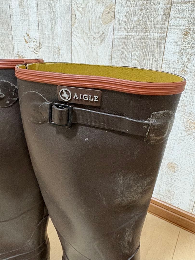 26.5〜27㎝★美品 AIGLEレインブーツ43 エーグルロング 長靴 ラバー