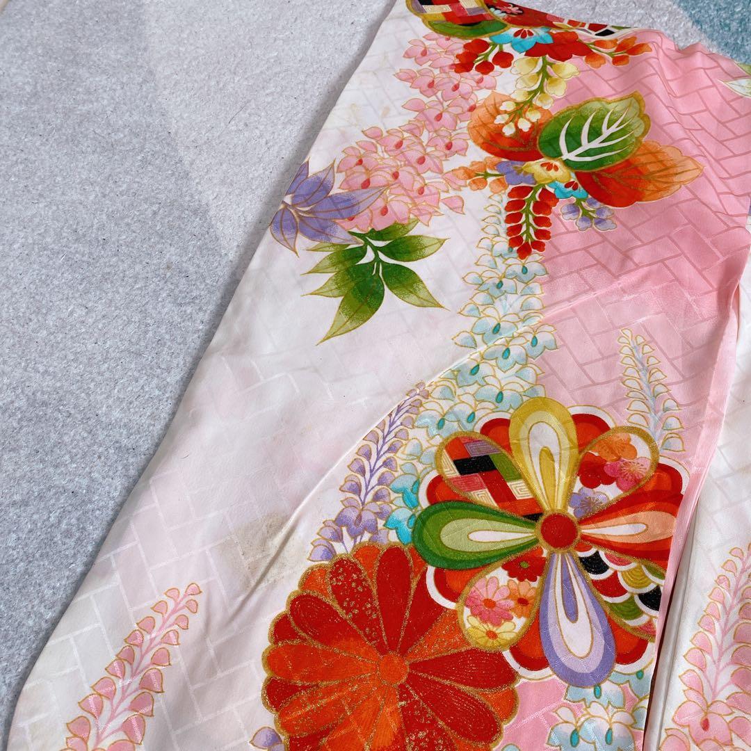 七五三 5歳 6歳 アンティーク 着物 作り帯 小物 髪飾り フルセット