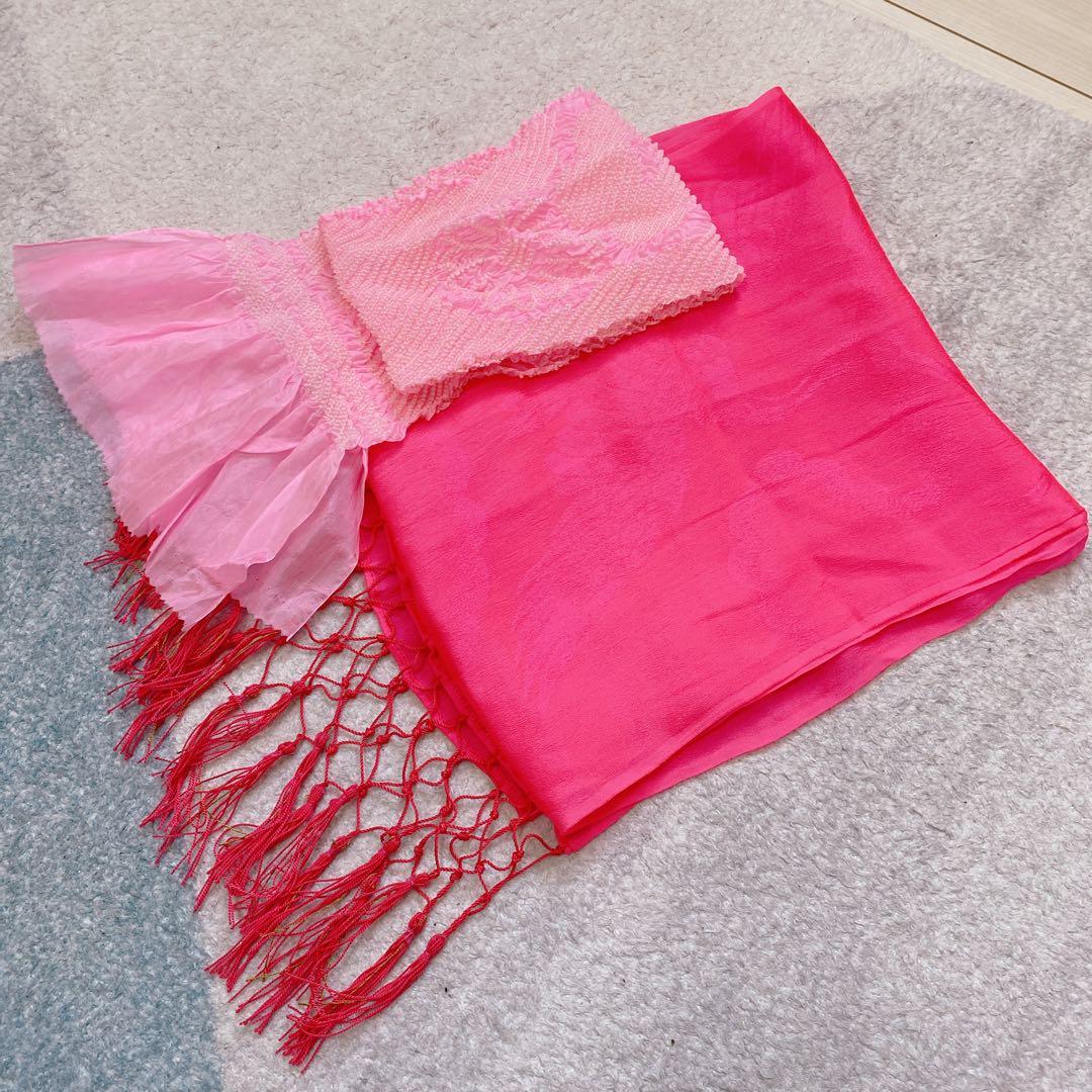 七五三 5歳 6歳 アンティーク 着物 作り帯 小物 髪飾り フルセット