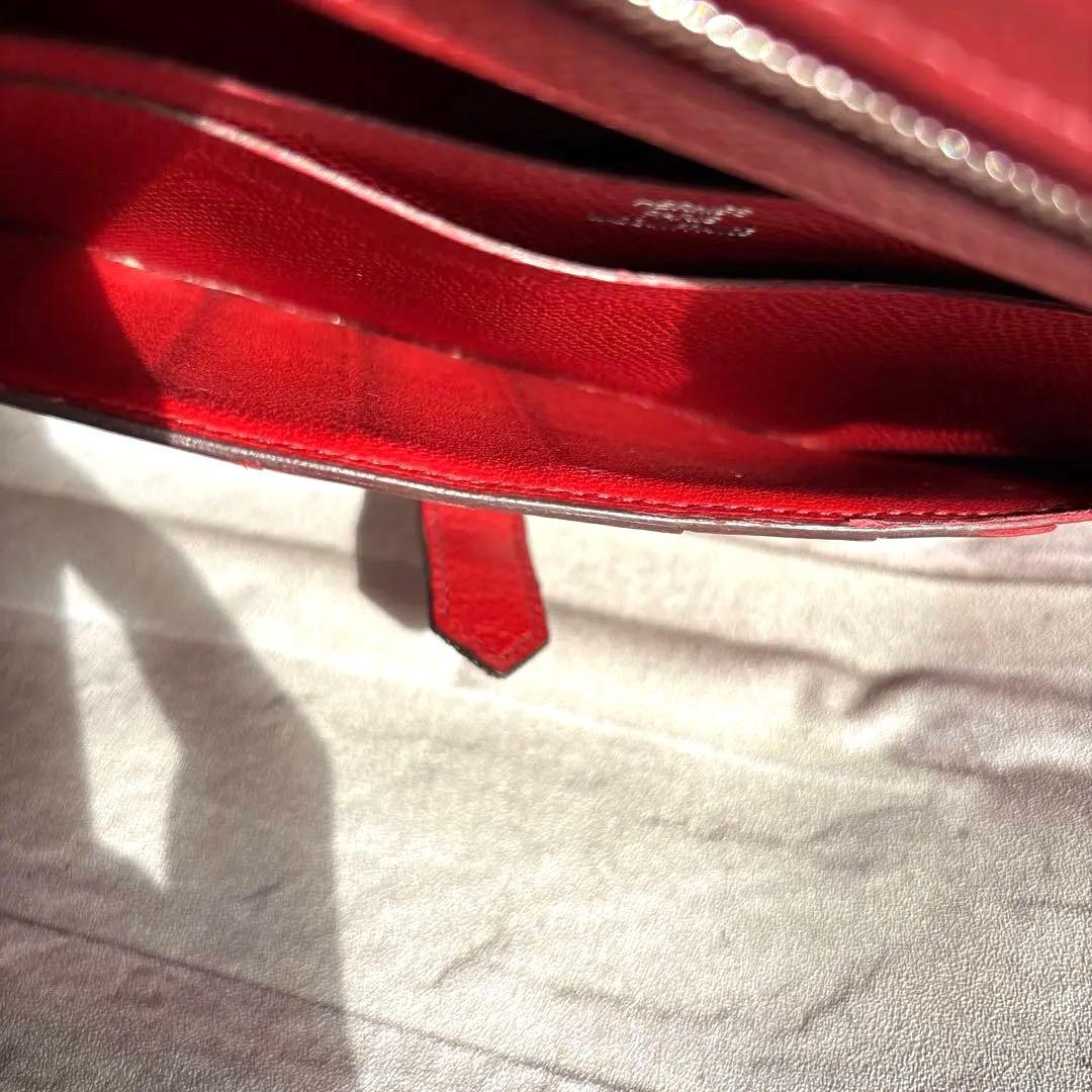 HERMES ベアンスフレ エプソンレザー 長財布 ブラウン/レッド