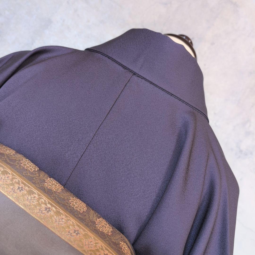 訪問着　フルセット　着物　正絹　暗紫　桜　かっこいい　祝い事　F前