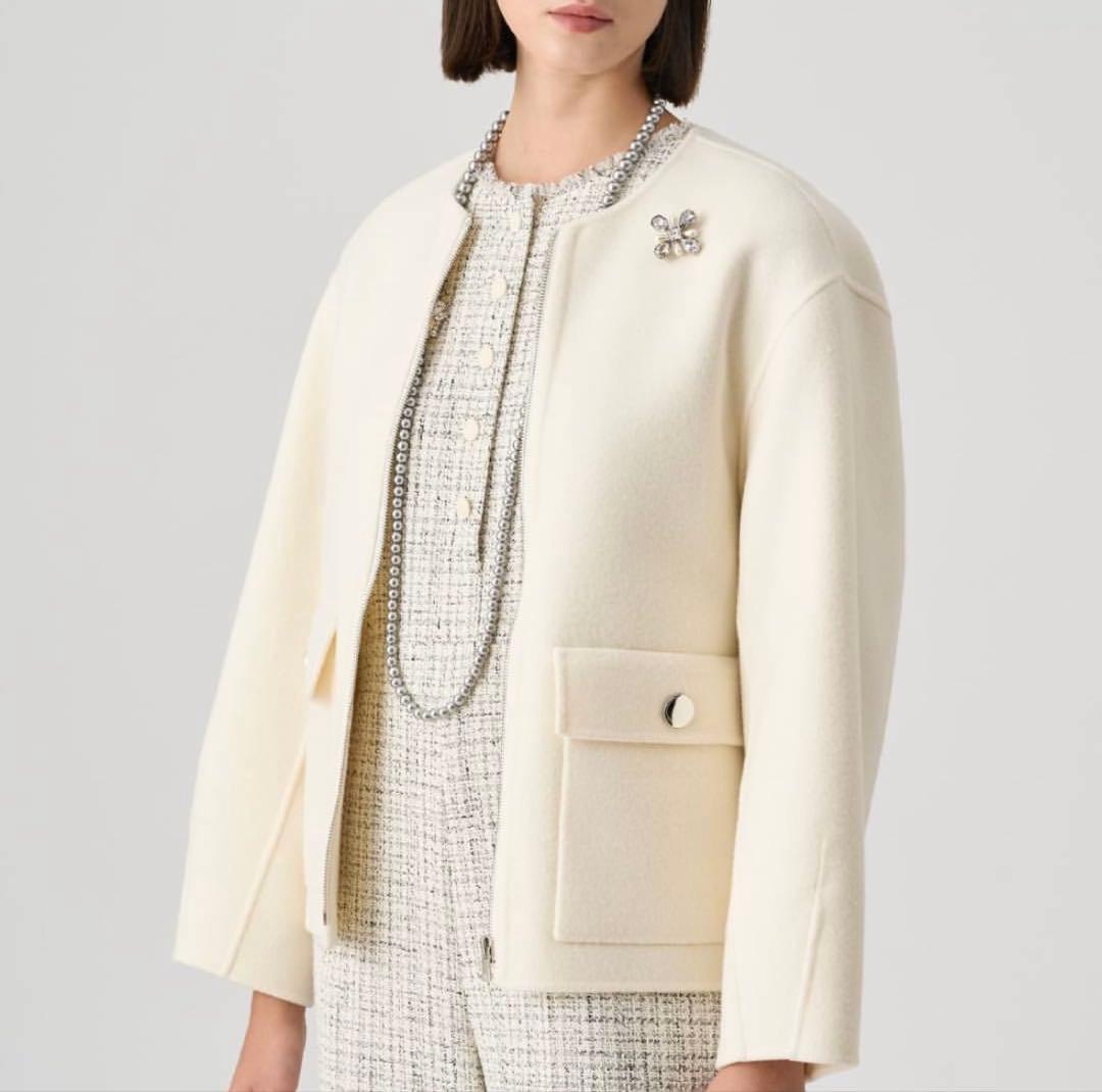 シャルムビーバーノーカラーブルゾン　コート ANAYI