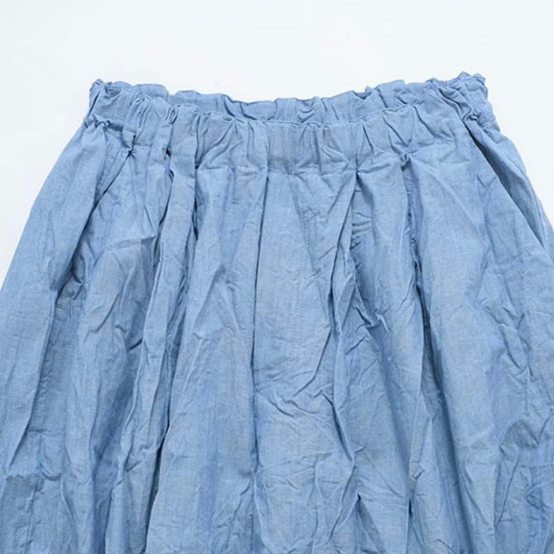 manna１度着用の美品⭐︎ミズイロインド シャンブレーワイドカーゴパンツ