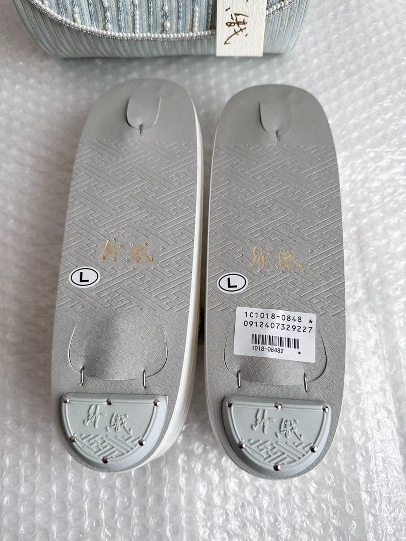 b12 【Lサイズ】未使用 紗織 ビーズ 和装 バッグ 草履 セット