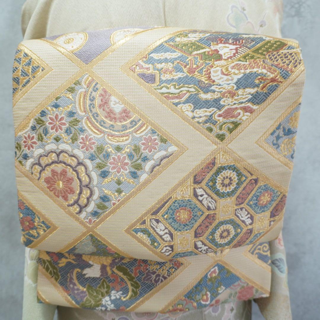 訪問着フルセット　263正絹　入学式　お宮参り【訪問着、袋帯、帯締め、帯揚げ】