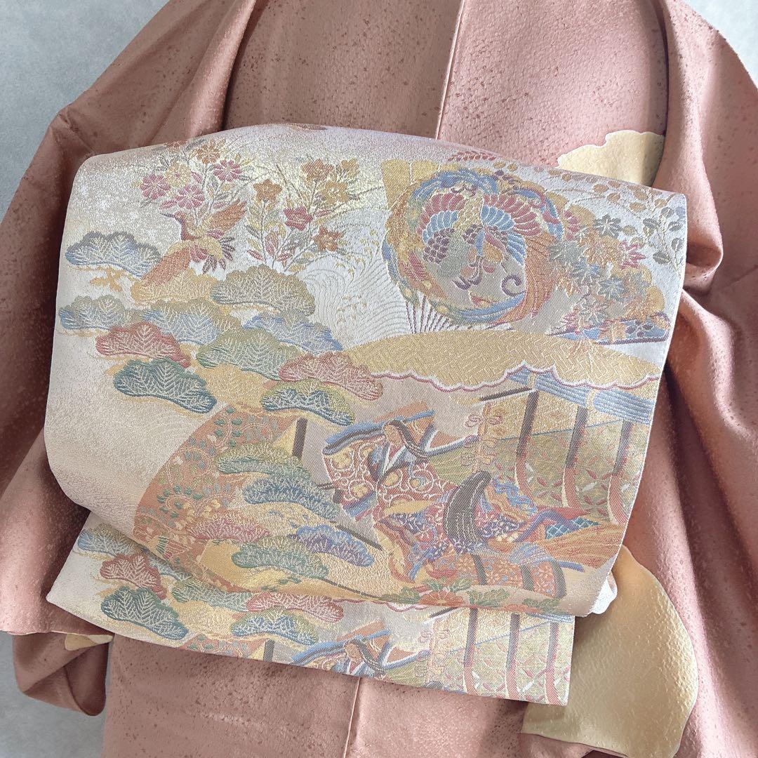 訪問着　フルセット　着物　正絹　和らぎ　刺繍　上品色　落款　J1