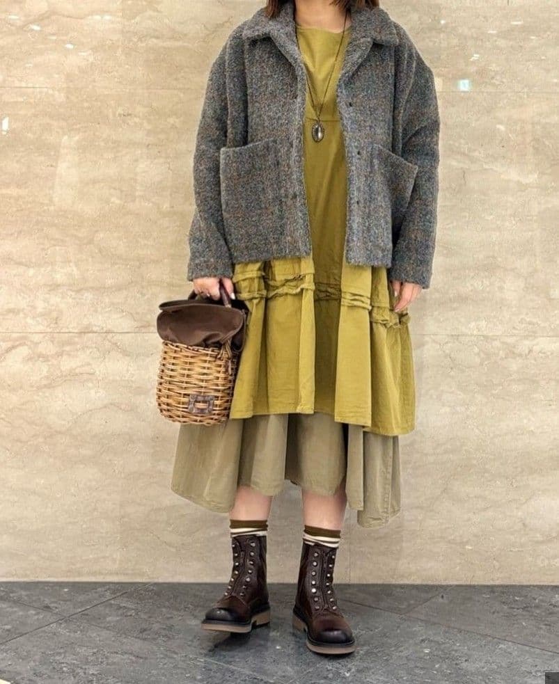 美品 ! D-due デ・ドゥエ チェック柄ウール混ジャケットコート