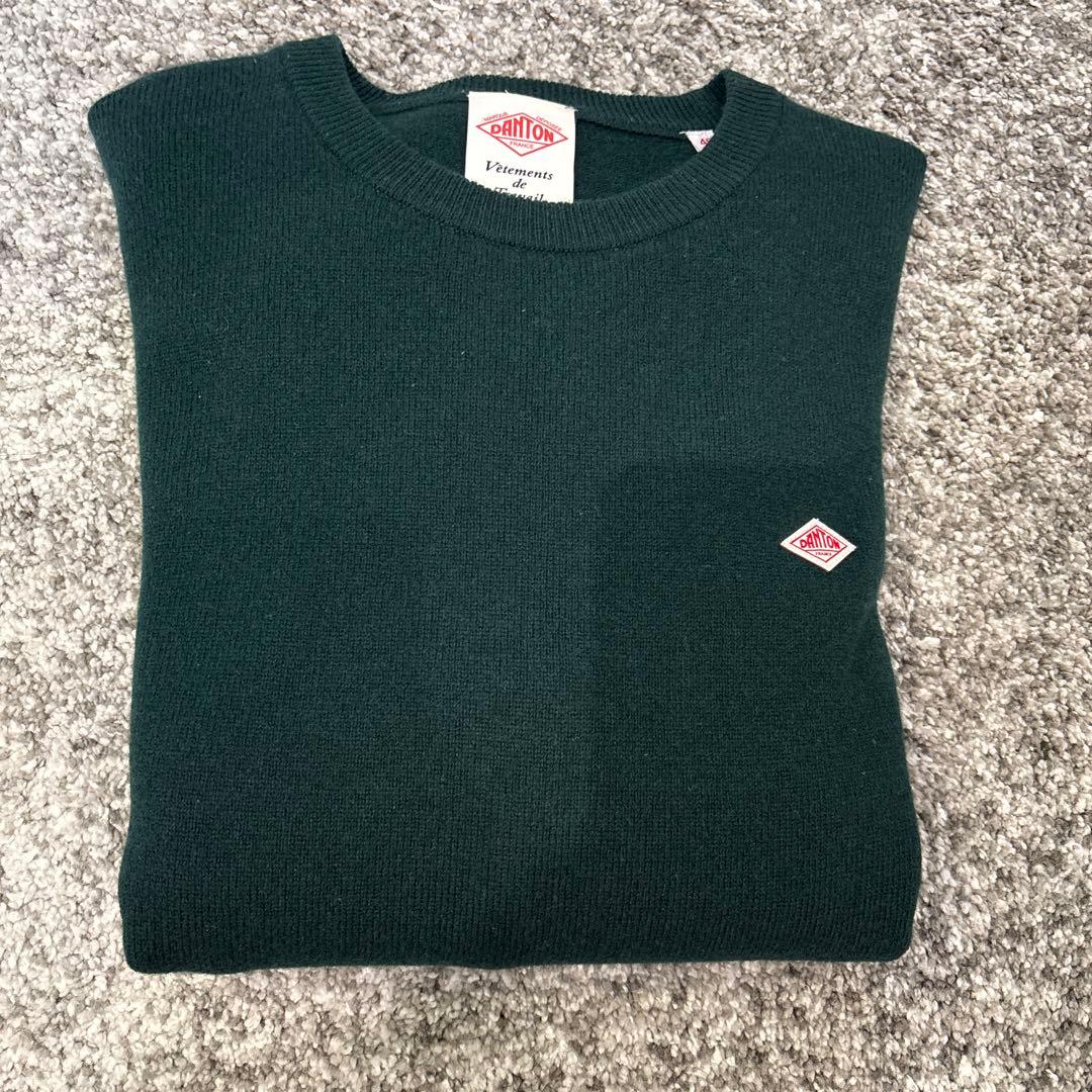 | DANTON｜ ラムウールクルーネックニットプルオーバー・・グリーン40