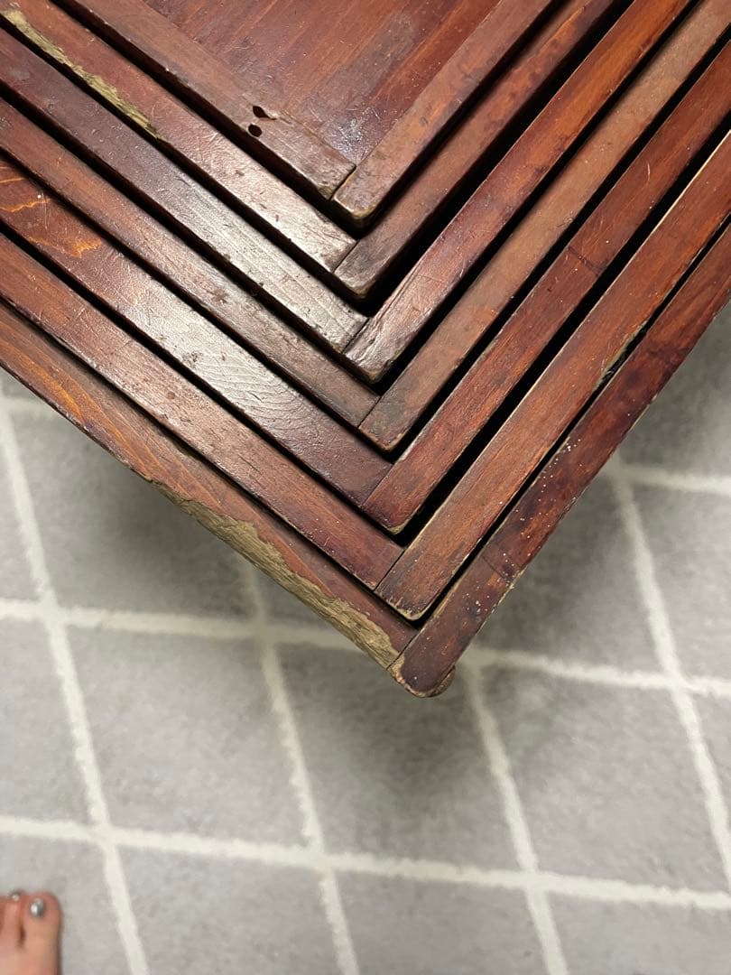 漆塗り　入れ子　7段　木箱　7個組　昭和レトロ　アンティーク　蓋付　ヴィンテージ