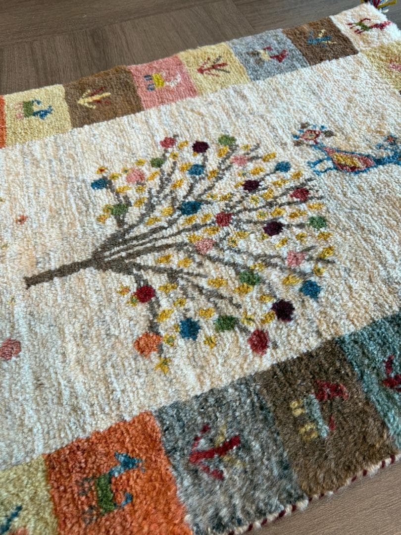 ギャッベ 66x88cm ペルシャ絨毯 手織り ギャベ 玄関マットラグ 絨毯