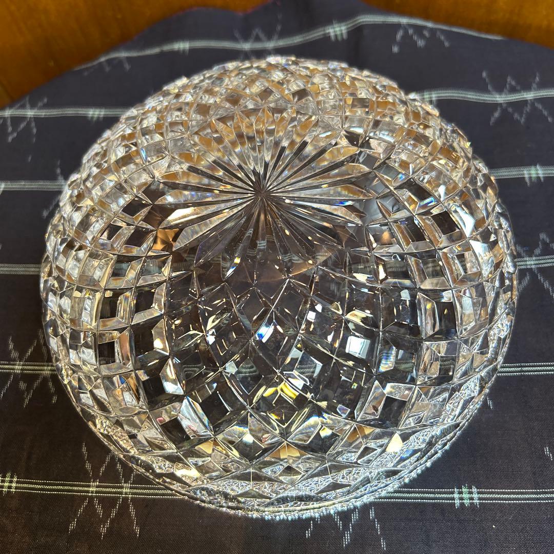 美品未使用HOYA 矢来菊繋ぎ切子 中型ボウル/サラダボウル　クリスタルガラス