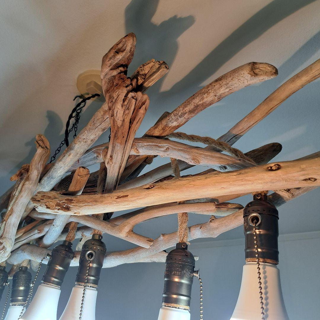 流木インテリア　6灯LED照明　6〜15帖用　電球毎にON.OFF可能