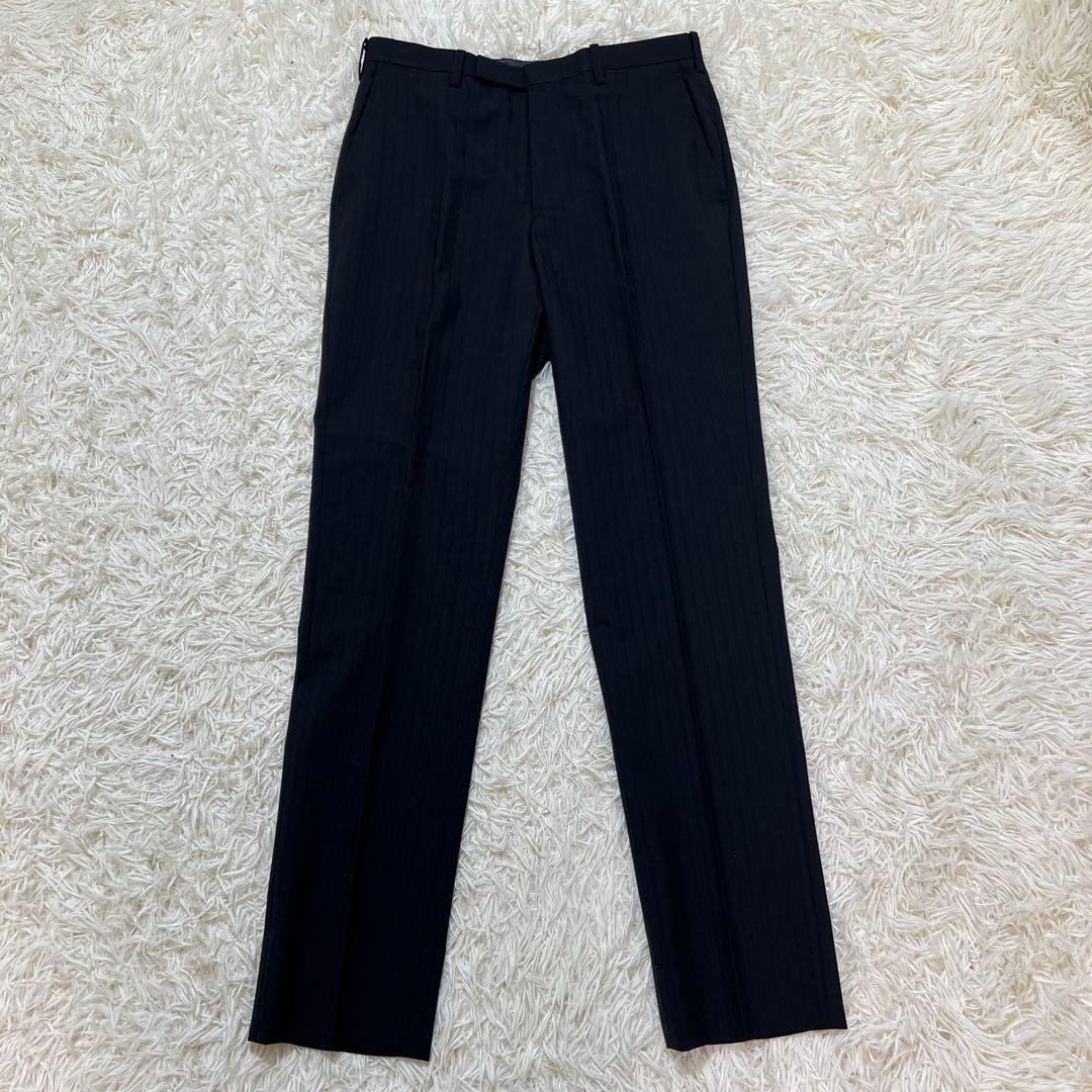 バーバリーブラックレーベル　3ピース　スーツ　セットアップ　ストライプ　黒　L