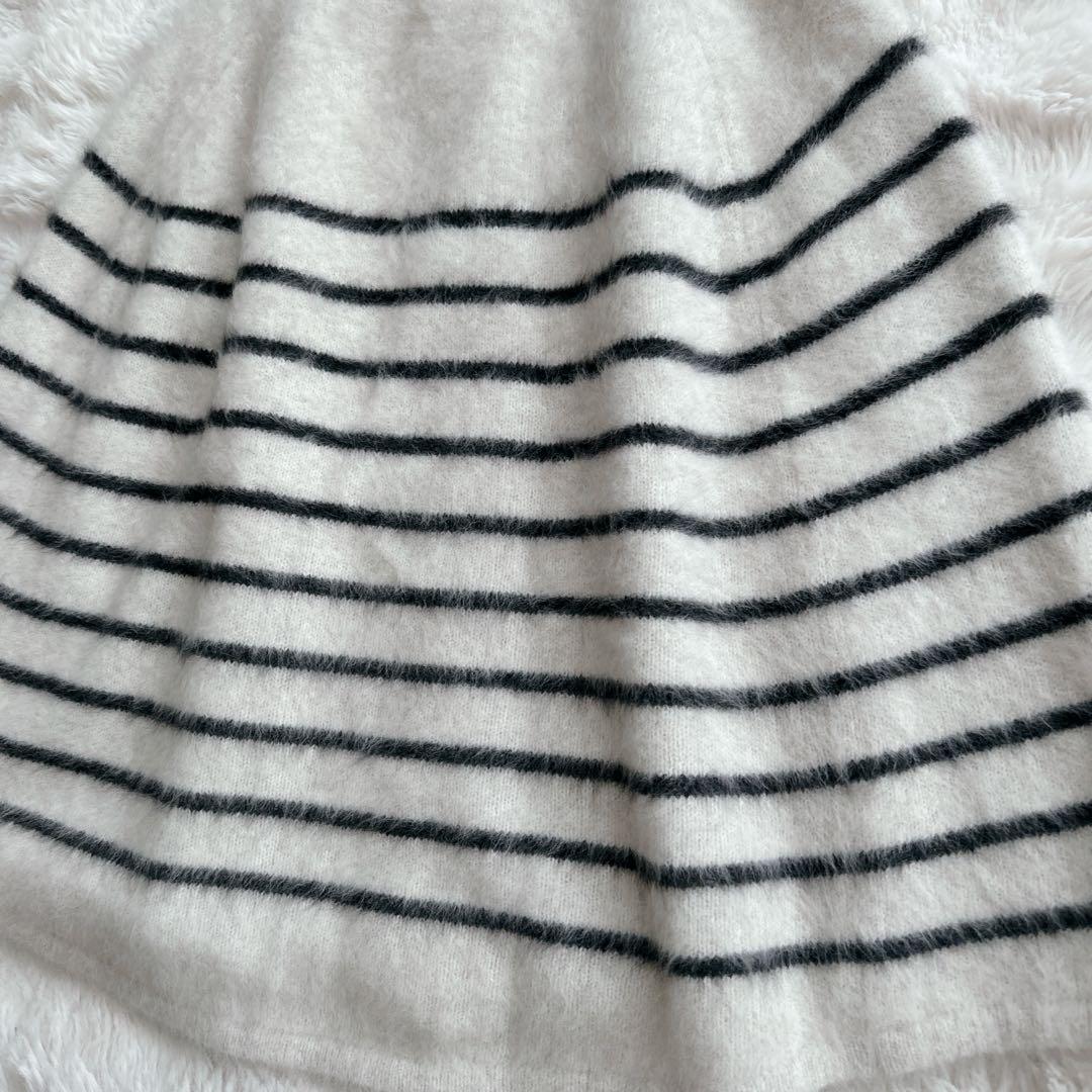 ビアズリー★ ファーニットポンチョ　フォックス　カシミヤ　ボーダー