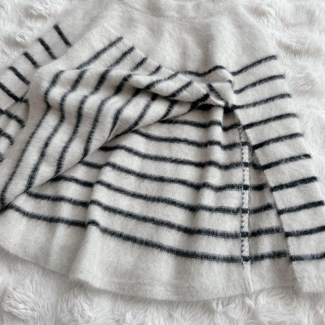 ビアズリー★ ファーニットポンチョ　フォックス　カシミヤ　ボーダー