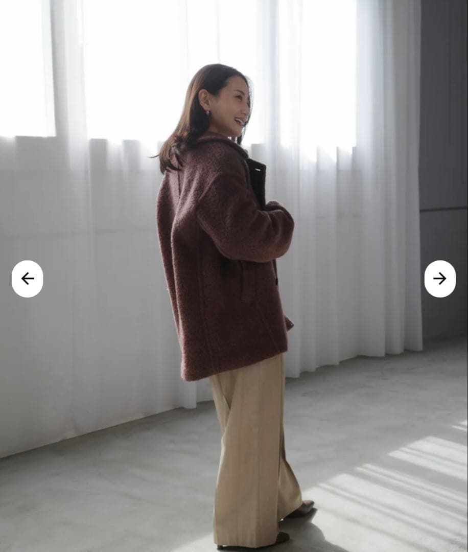 【新品】STRATA (COHINA)ウールループダブルコート ブラウン