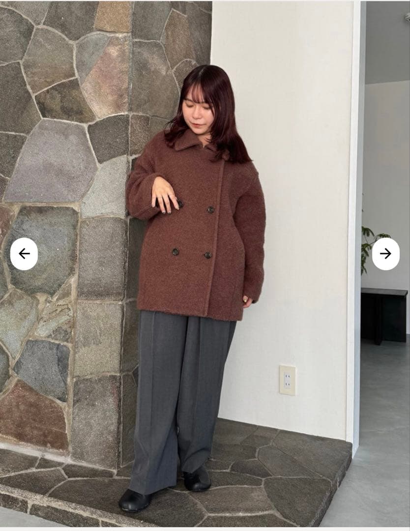 【新品】STRATA (COHINA)ウールループダブルコート ブラウン