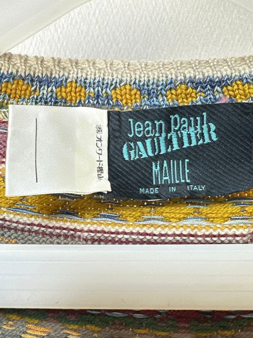 ジャンポールゴルチェマイユ クリスタルビジュー装飾 総柄ニットワンピース