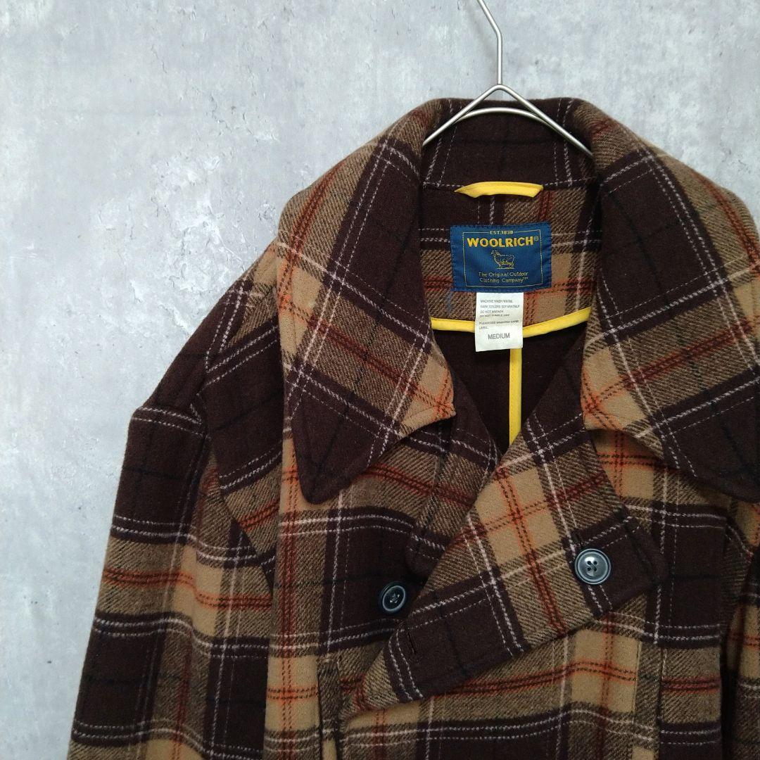 【未使用】WOOLRICH チェック柄 ウール ピーコート 90s 00s
