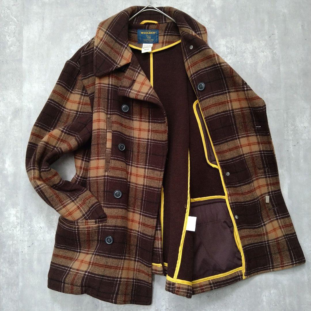 【未使用】WOOLRICH チェック柄 ウール ピーコート 90s 00s