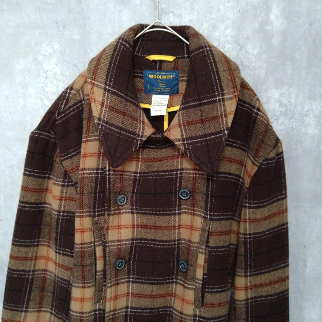 【未使用】WOOLRICH チェック柄 ウール ピーコート 90s 00s