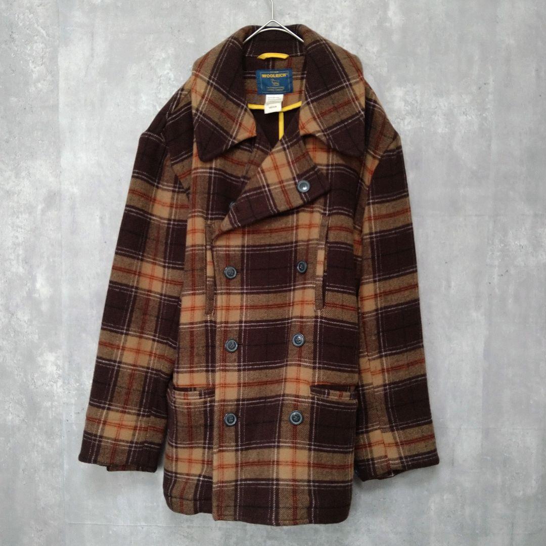 【未使用】WOOLRICH チェック柄 ウール ピーコート 90s 00s