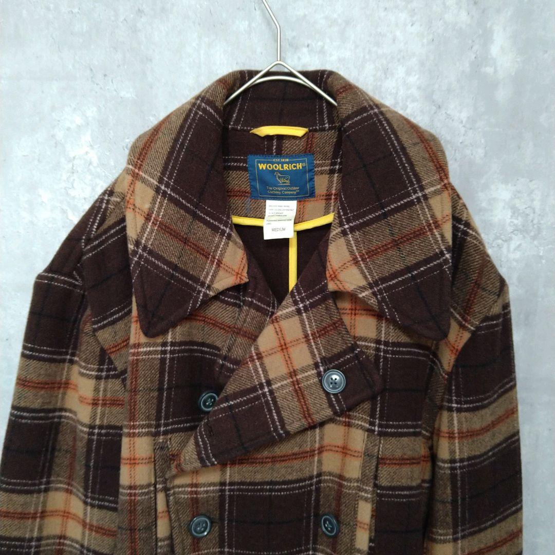 【未使用】WOOLRICH チェック柄 ウール ピーコート 90s 00s