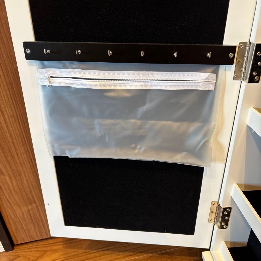 ぽんず　ホワイト スタンドミラー 収納付き　アクセサリーケース　姿見