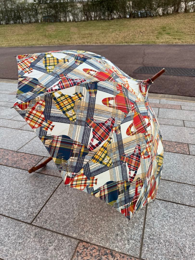 ヴィヴィアン 長傘 竹製ハンドル 美品 オーブ柄