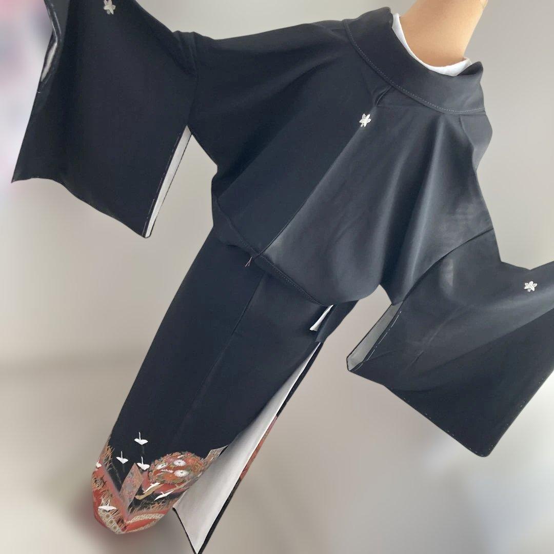 新品作家物　五つ紋豪華黒留袖フルセットお探しの方にも　花柄 裄長　トールサイズ