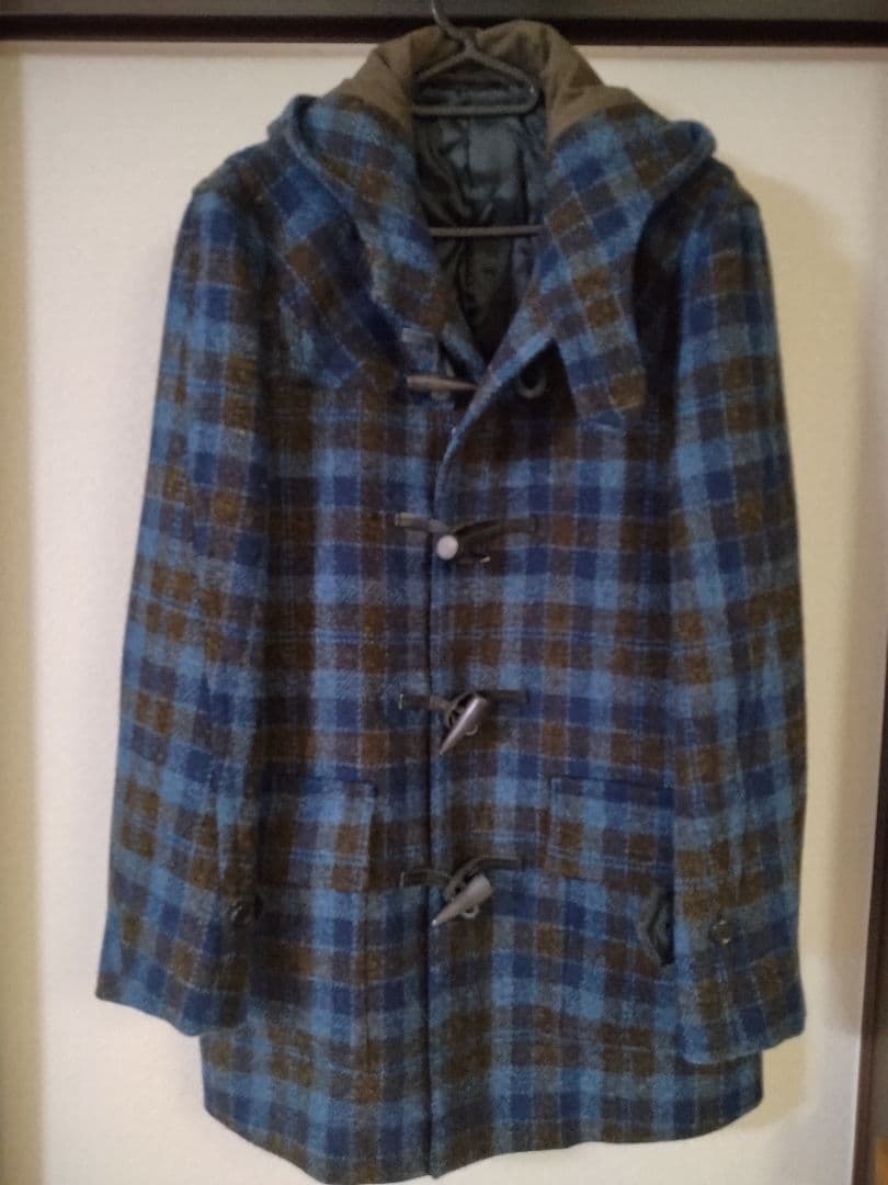 美品 レア配色 ハリスツイード ミドル丈 ダッフルコート