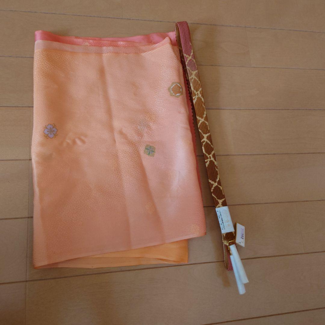 【新品未使用極美品】色無地フルセット　一つ紋　正絹　袷　唐織六通袋帯