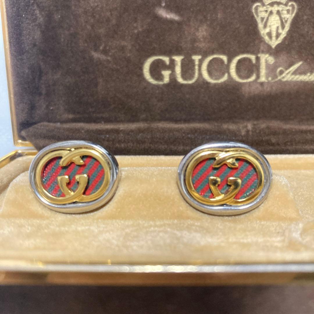 希少【美品】GUCCI カフス&タイピンセット　シェリーライン　グッチ　シルバー