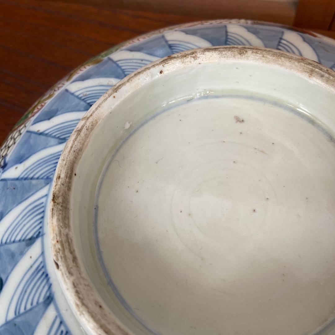 色絵古伊万里金彩牡丹瑞雲四方割文鉢