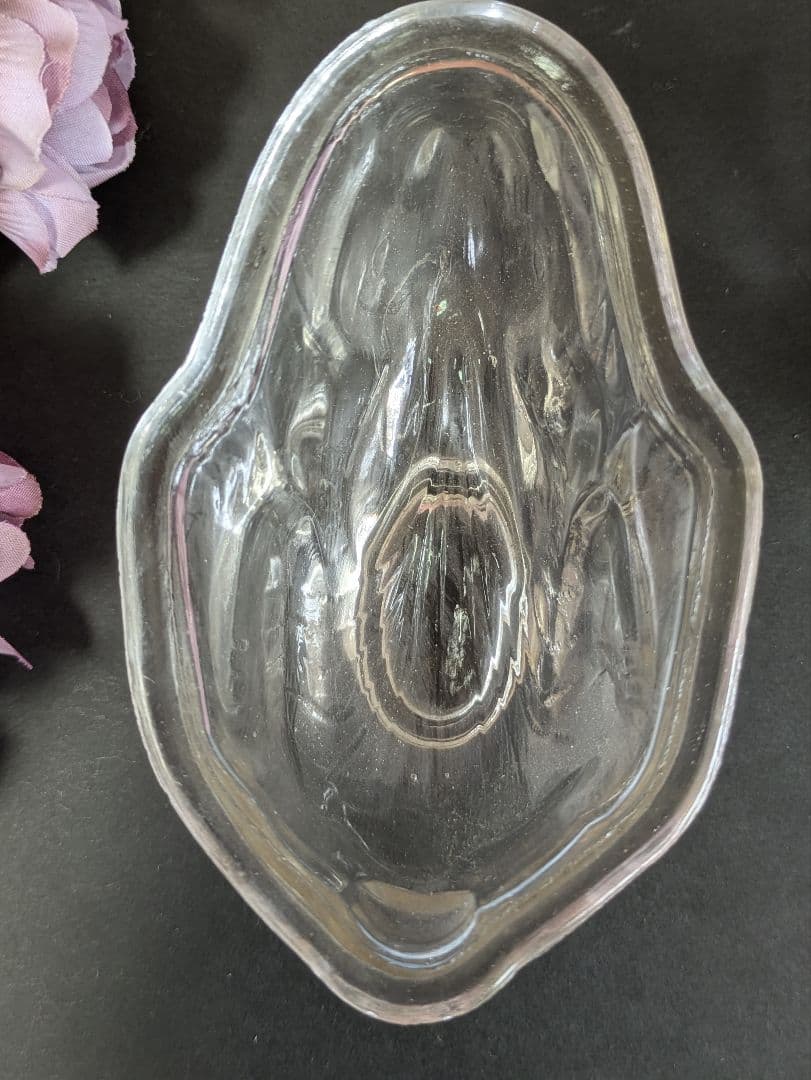 イギリス アンティーク ガラス製 ウサギゼリーモールド ３点セット