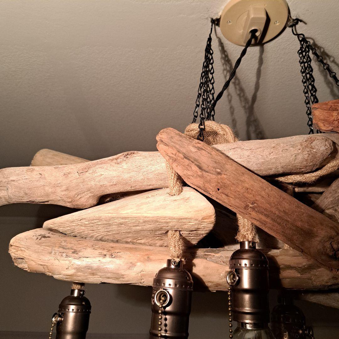 流木インテリア　エジソン6灯付　ヴィンテージソケット　6〜15帖　洒落たお部屋に