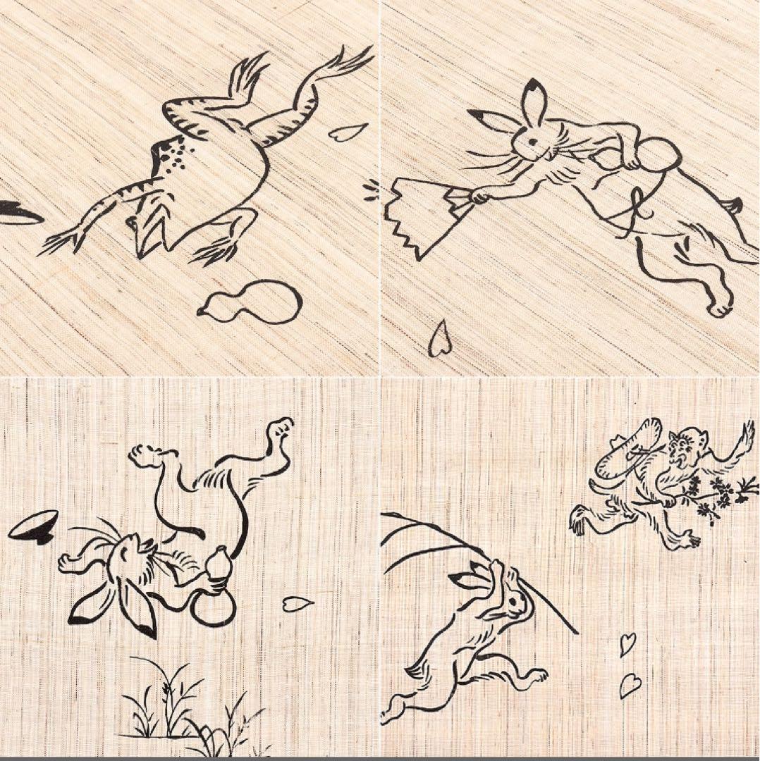 鳥獣戯画　のれん　万葉舎