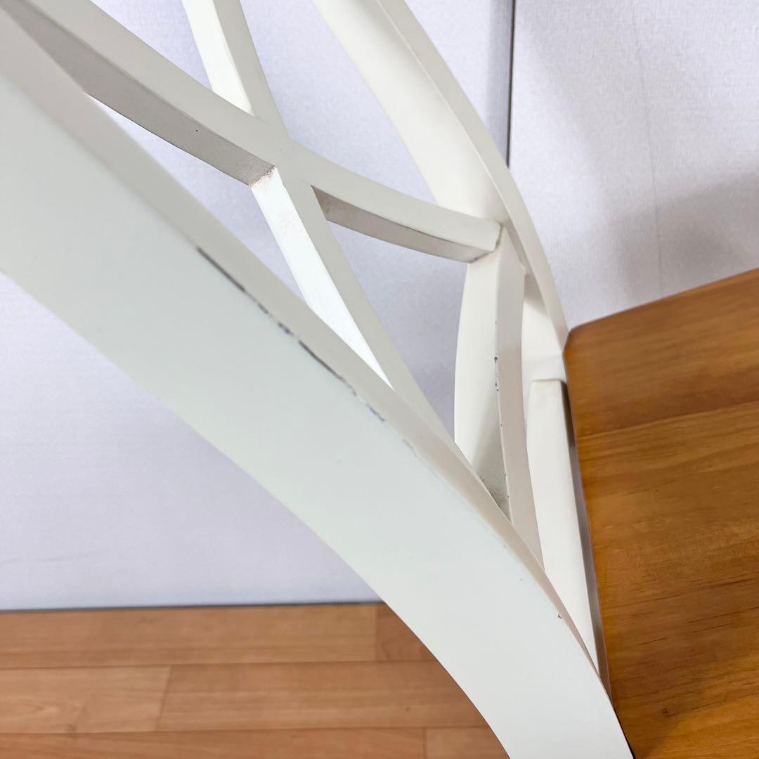 ビンテージ風 ダイニングチェア 木製チェア ホワイトフレーム ナチュラル座面