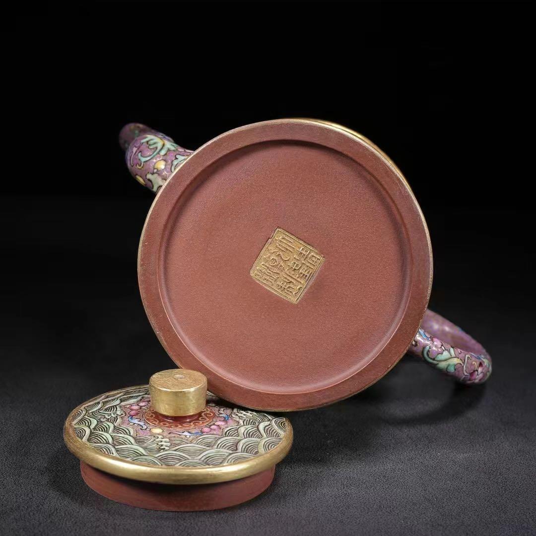 中国古美術・原鉱底槽清、紫砂泥、 エナメル彩描金 .紫砂壺・紫泥急須・茶道具