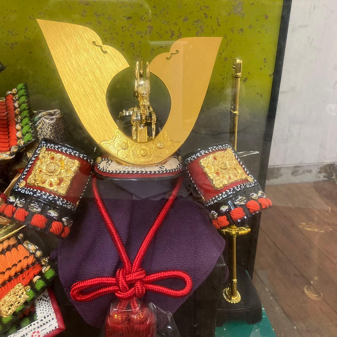 B-1峰月作 五月人形 子供大将飾 武士の鎧付 オルゴール付ヴィンテージ季節物