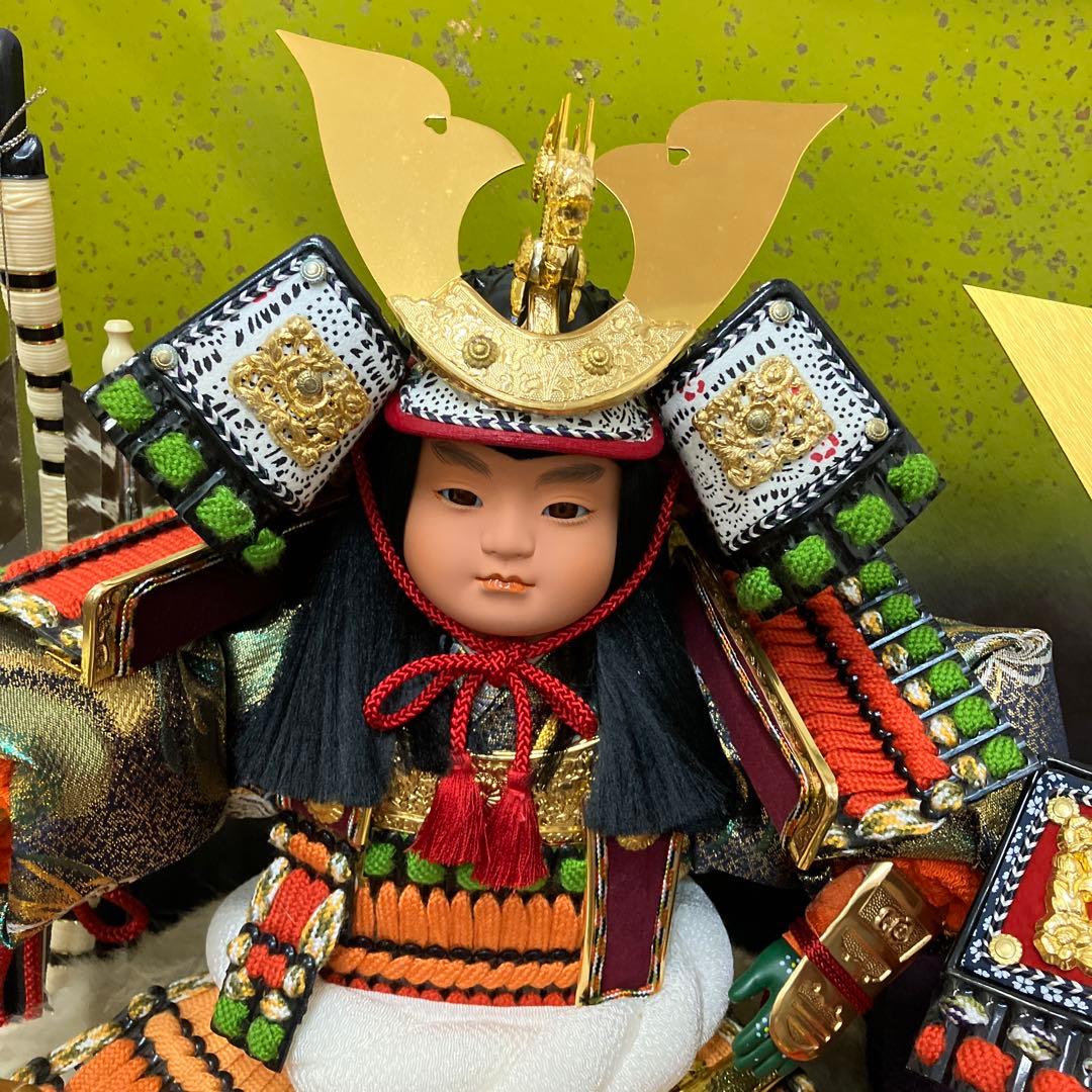 B-1峰月作 五月人形 子供大将飾 武士の鎧付 オルゴール付ヴィンテージ季節物