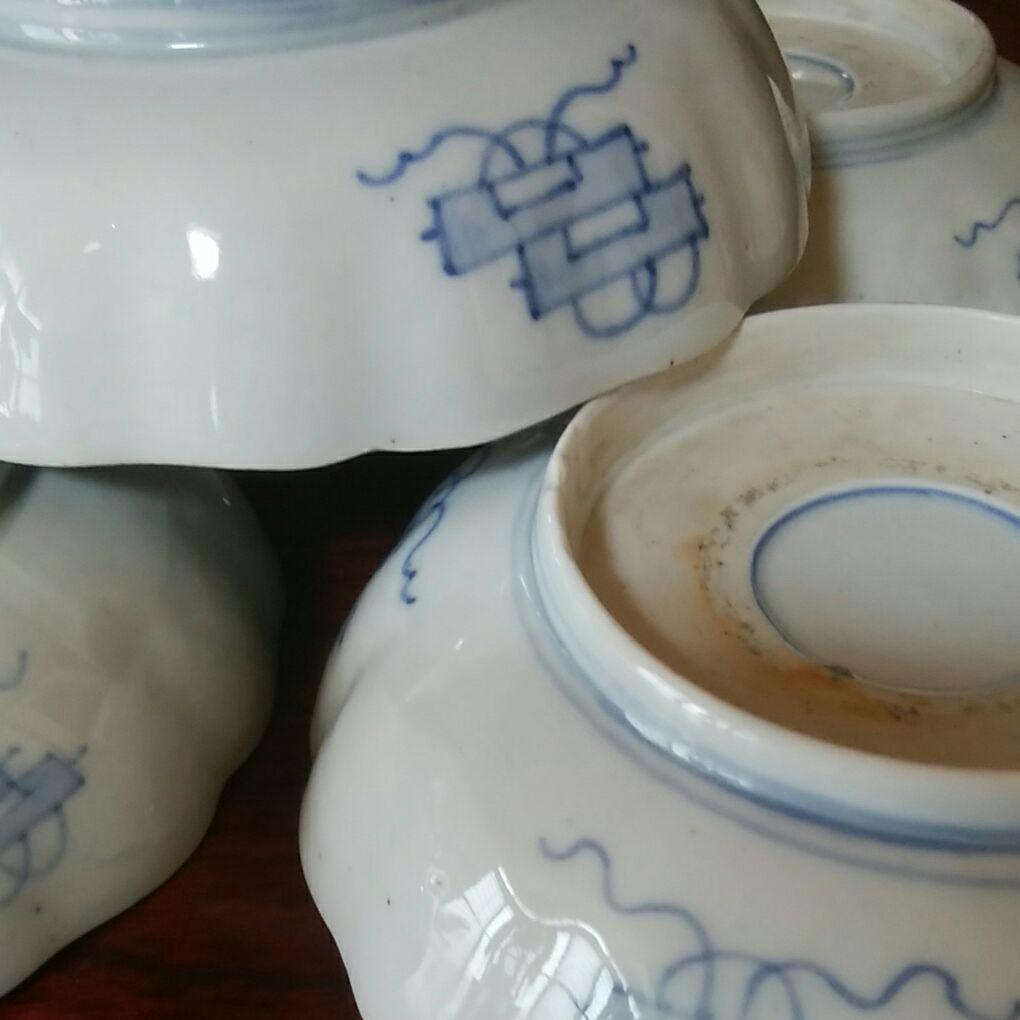 145  古伊万里　金彩錦染付　膾皿　5客