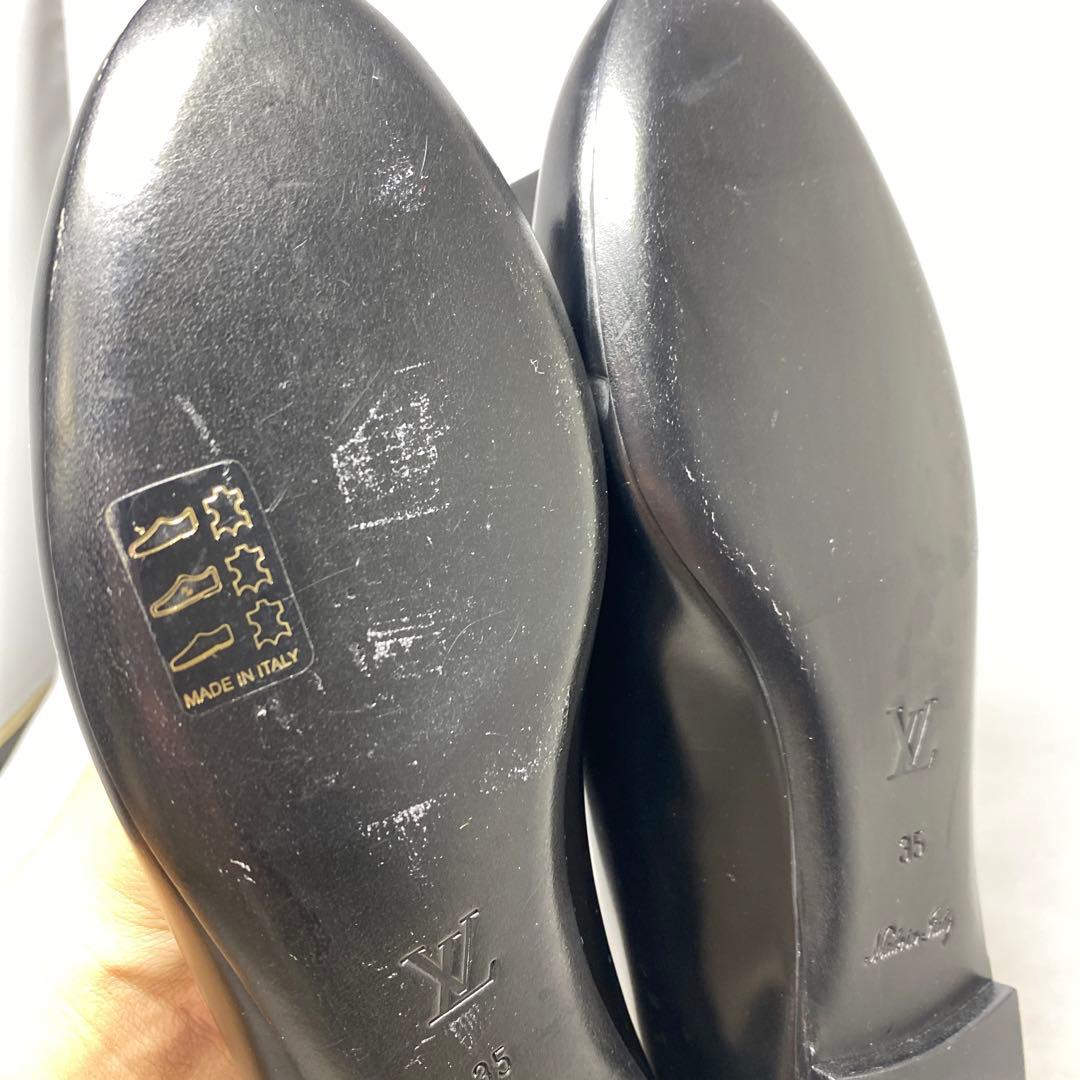 試着程度ルイヴィトン　サイズ表記「35」22.5 ブラックレザー　バレエシューズ